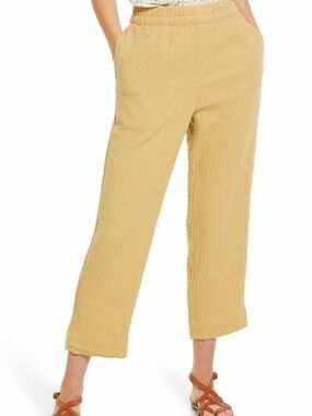 Madewell Cotton Pull On Gauze Pants Desert Dune High Rise Crop XS